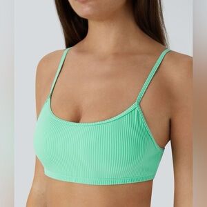 HALARA Women’s Ribbed Bikini Swim Top - Large - Sunshine Green